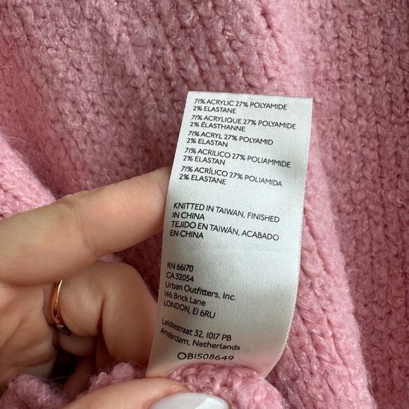 Free People Bradley Textured Cropped Pullover Sweater Bubblegum Pink Size Small - Picture 8 of 8